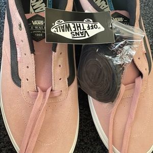 Vans mens pink with black stripe